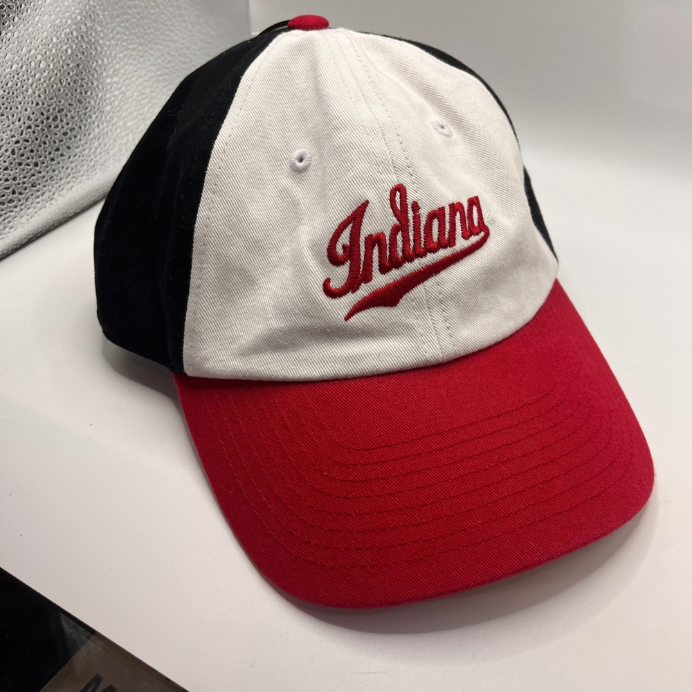 Indiana Hoosiers Baseball Cap Black‎ White Red Embroidered Logo Adjustable Strap